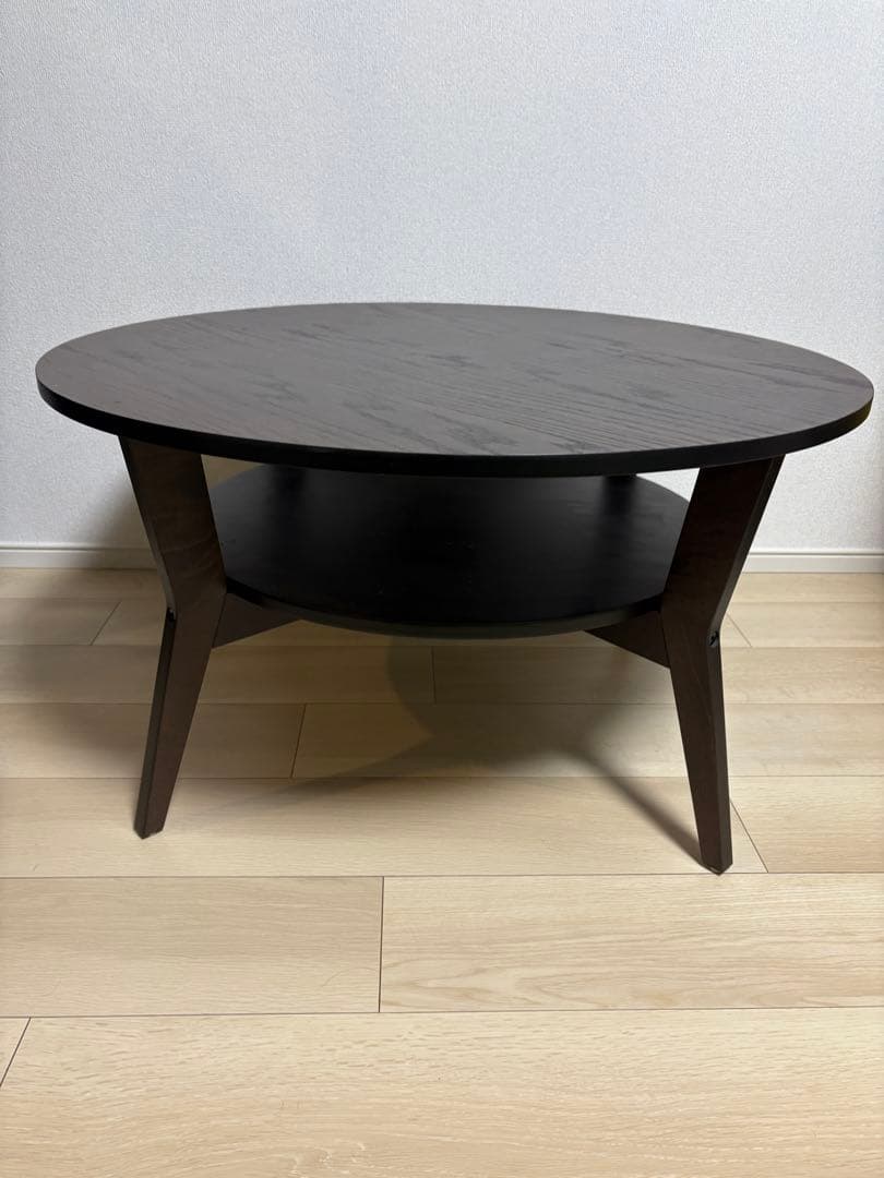 ダークブラウン円形センターテーブル