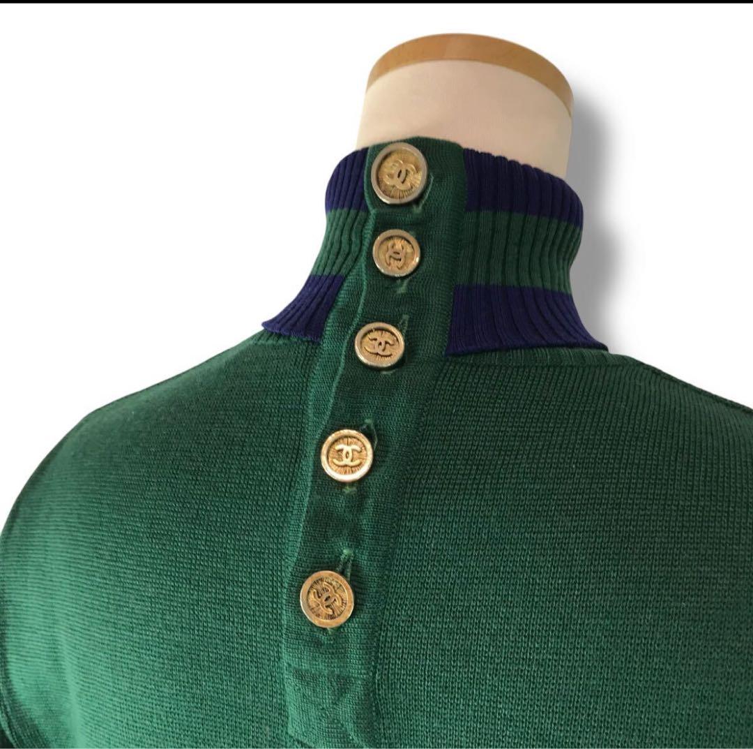 【希少】CHANEL 1990 シャネル　ウール ニット　ワンピース　タートル