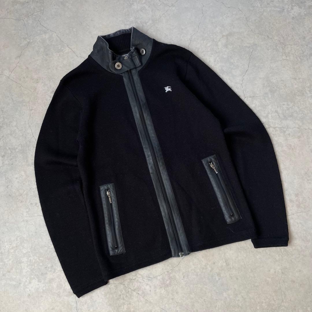 BURBERRY BLACK LABEL フルジップニット ロゴ