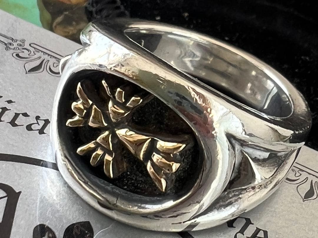 90s A&G silver925×18k クロスポイントリング