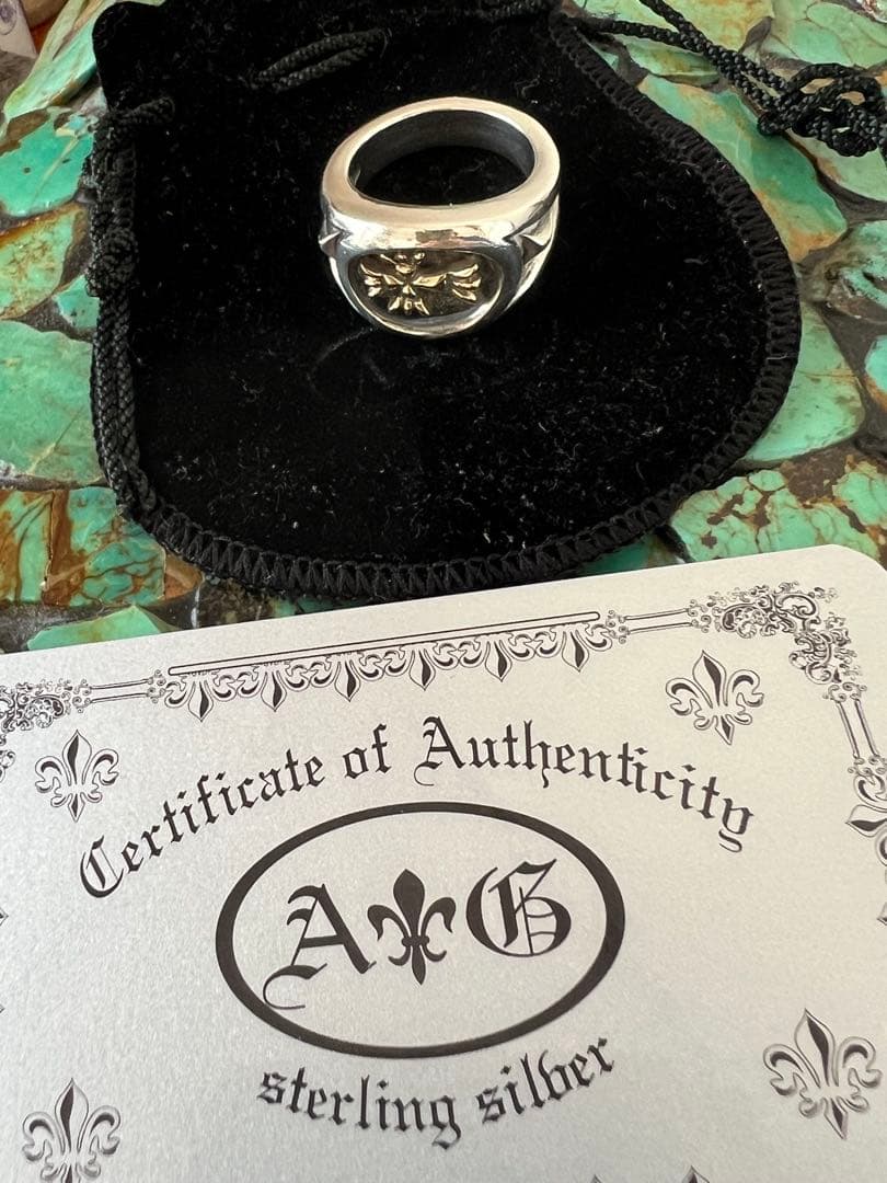 90s A&G silver925×18k クロスポイントリング