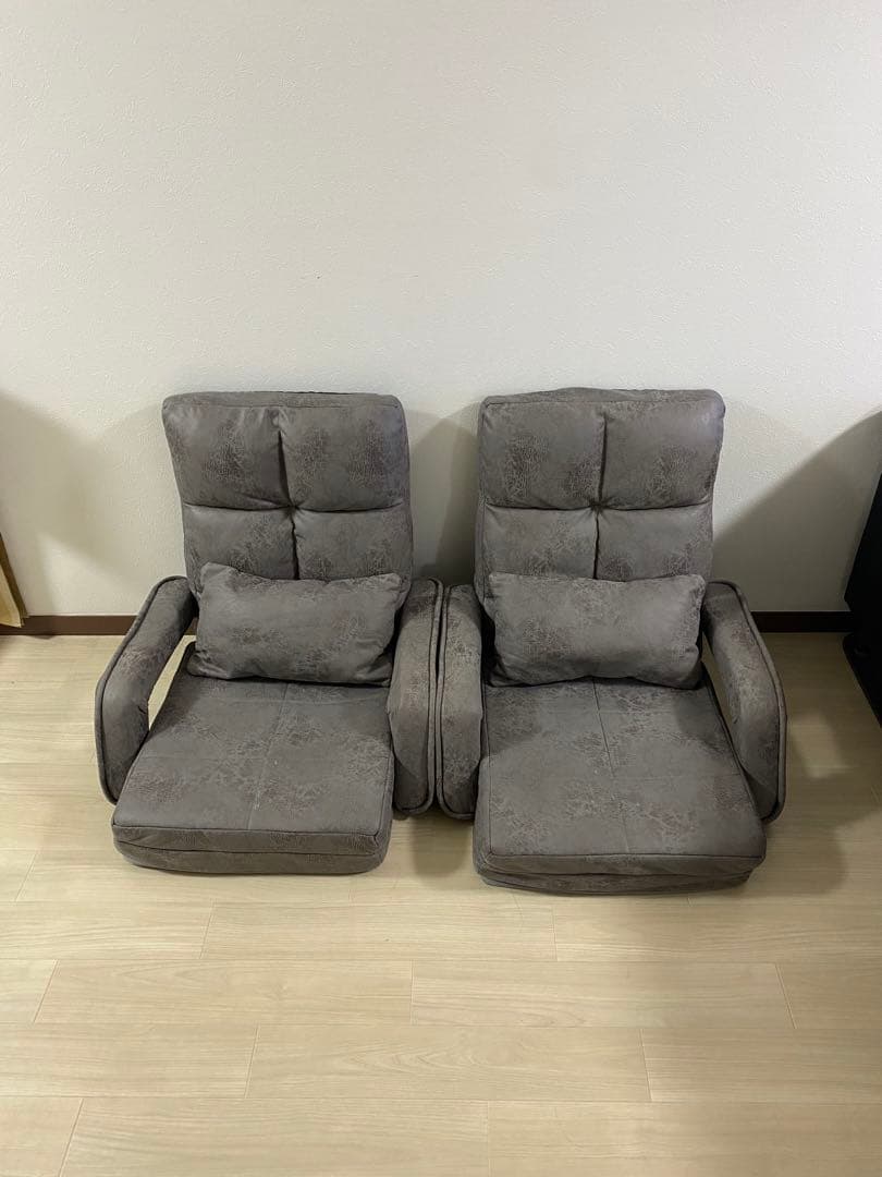 リクライニング座椅子 グレー 2脚セット