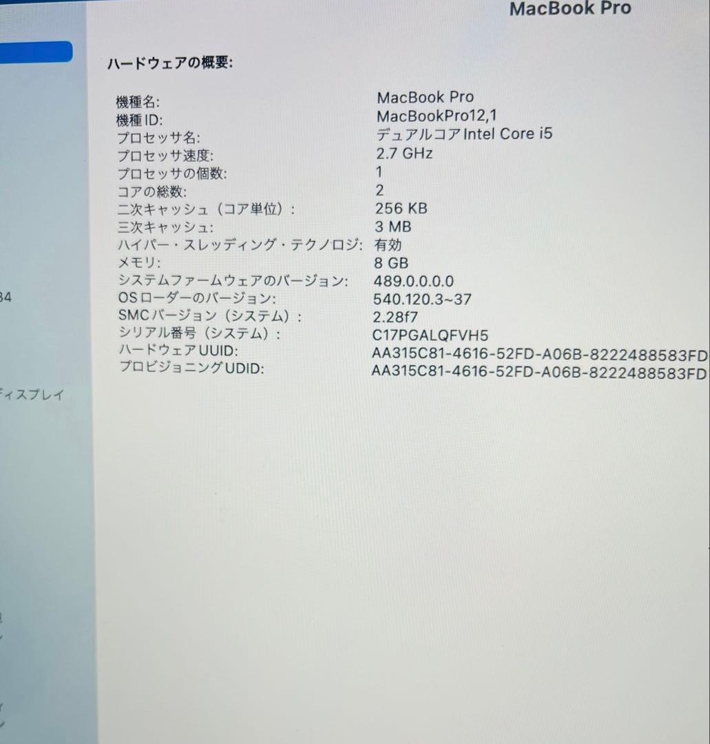 MacBook Pro 2015 8GB Retina｜箱・純正充電器｜動作良好