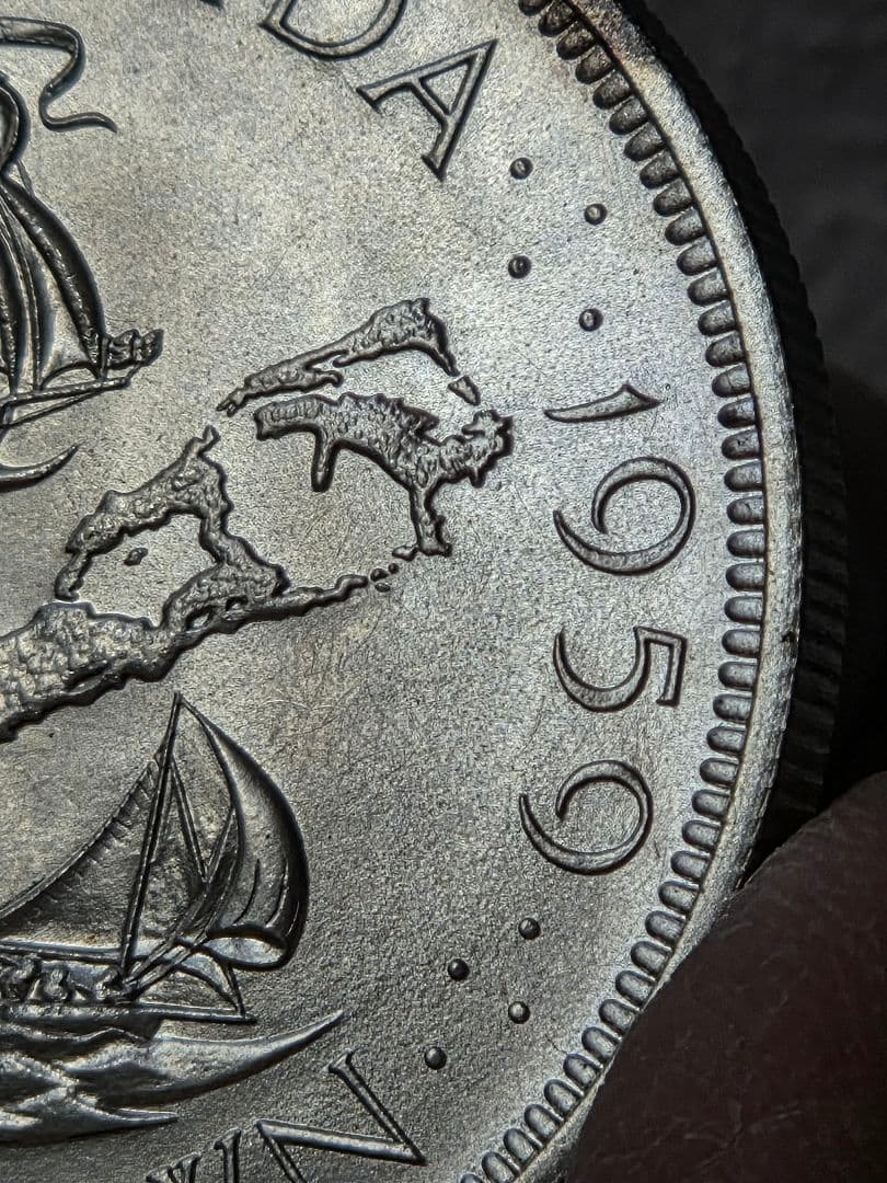 英領バーミューダ　エリザベス2世　発見350周年記念　1 クラウン銀貨　1959