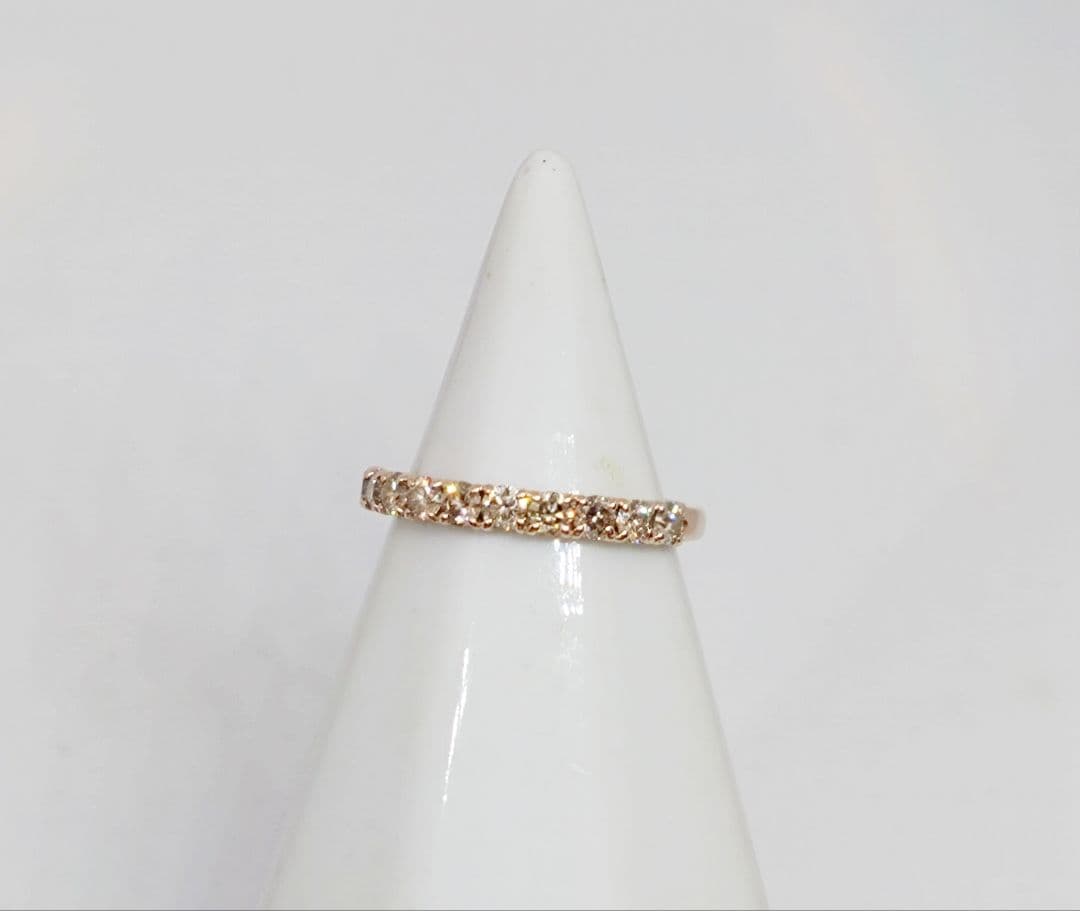 K10ピンクゴールド ブラウンダイヤハーフエタニティリング 0.5ct