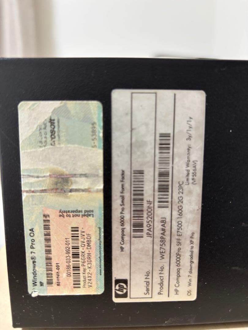 実働品値引可HP Compaq6000Pro E7500☆Win10♪ 付属品付