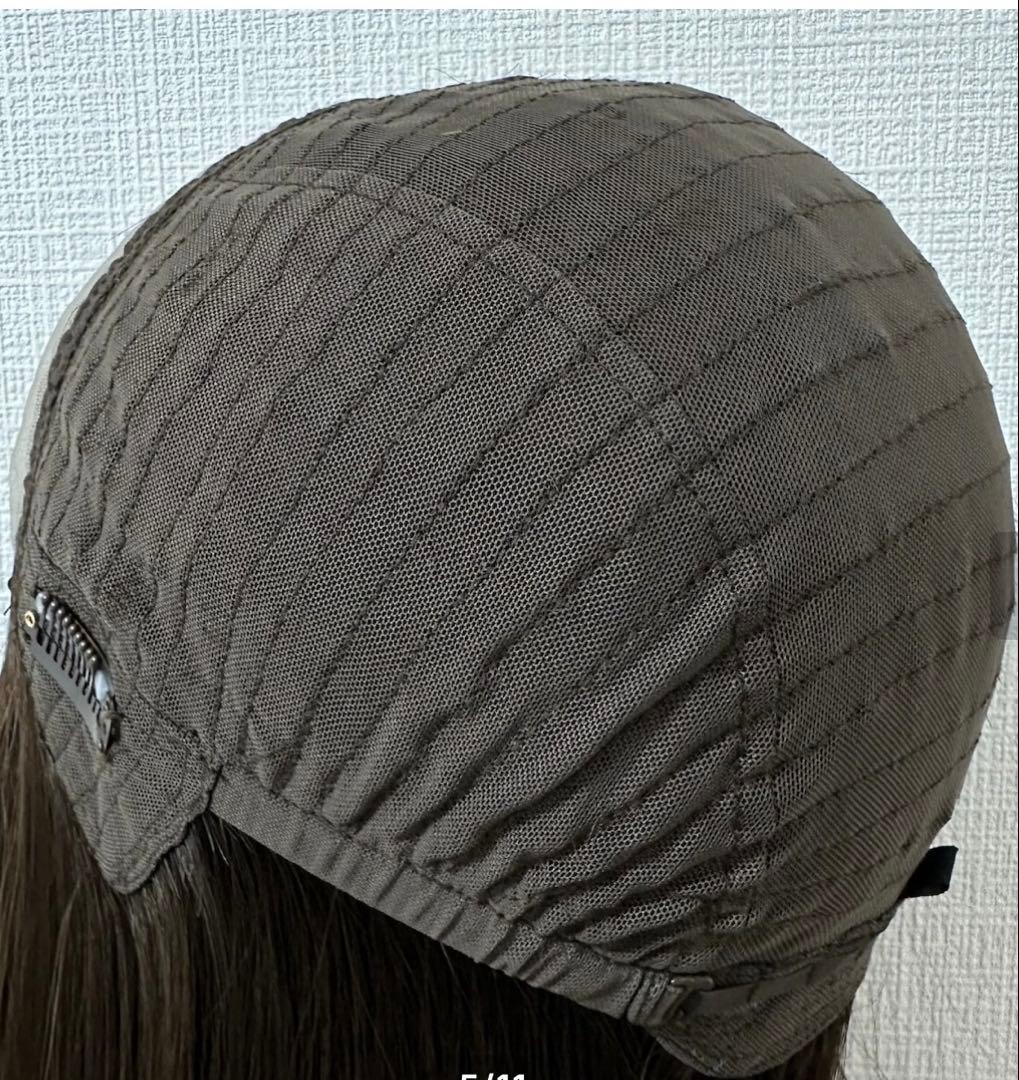 百合子ウィッグ　1点物　スキンタイプ　未カット５０センチ　Ｍサイズ ブラウン系