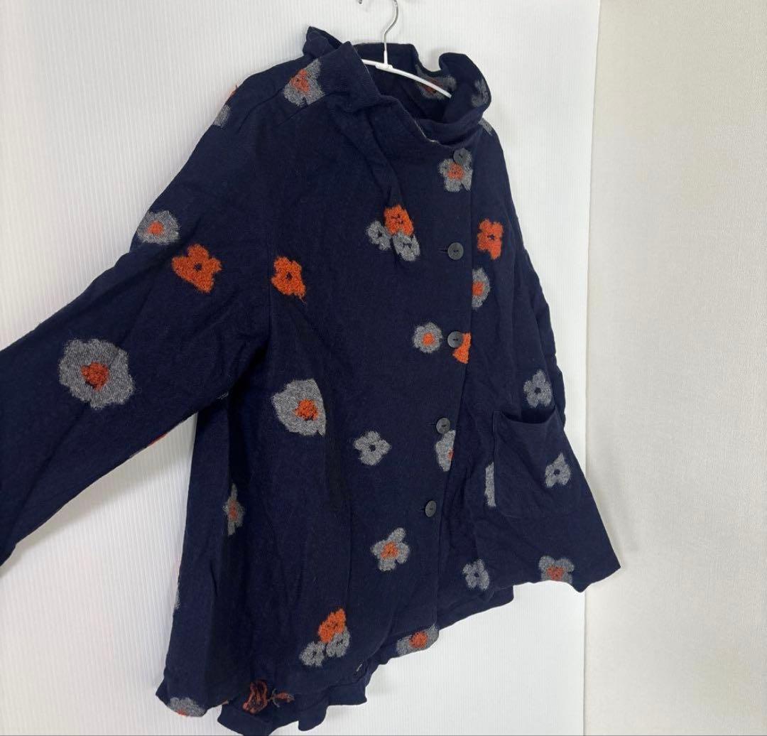 慈雨 センソユニコ JI U ウール花柄コート　ゆったりアウター