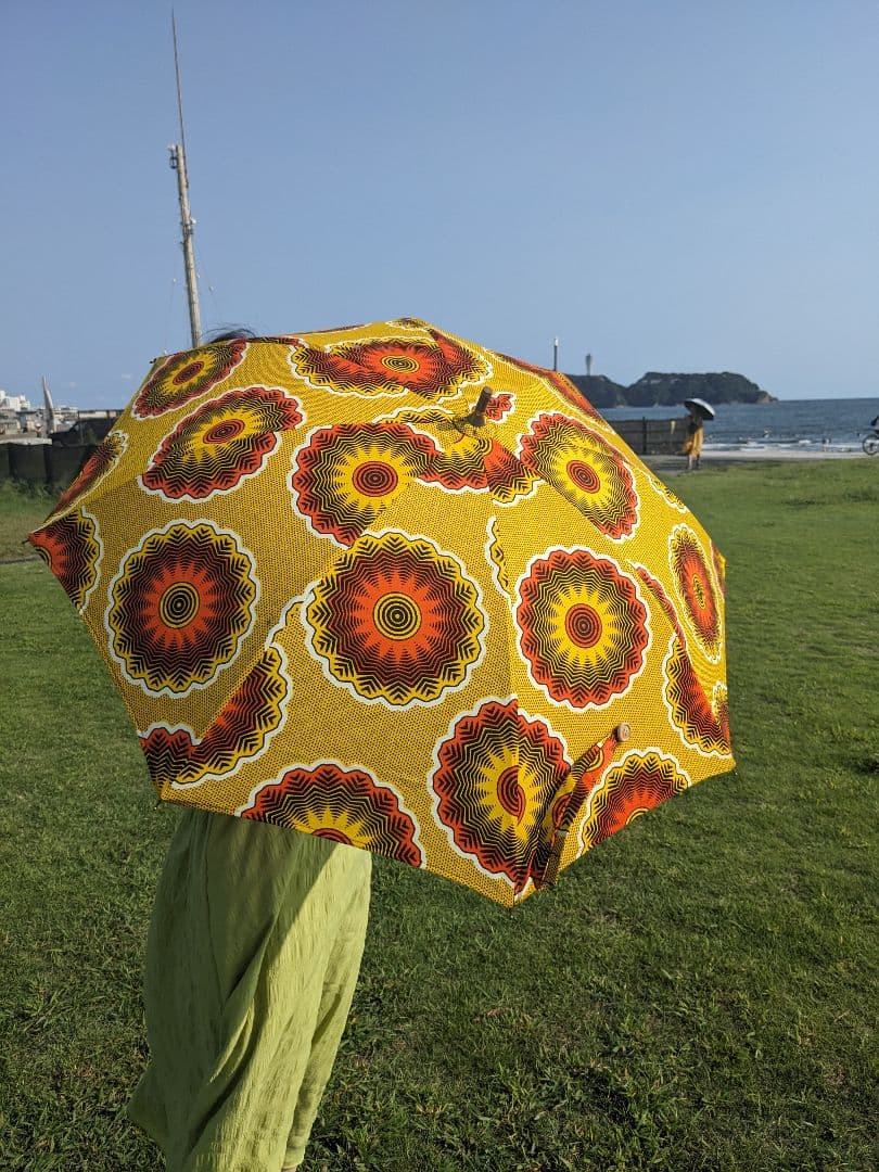 No.57 ハンドメイド　小さな日傘　アフリカンファブリック　イエロー＆オレンジ