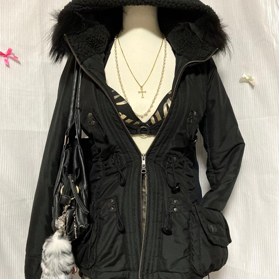 y2k 平成ギャル お兄系 グランジ パンク ファー付きミリタリージャケット
