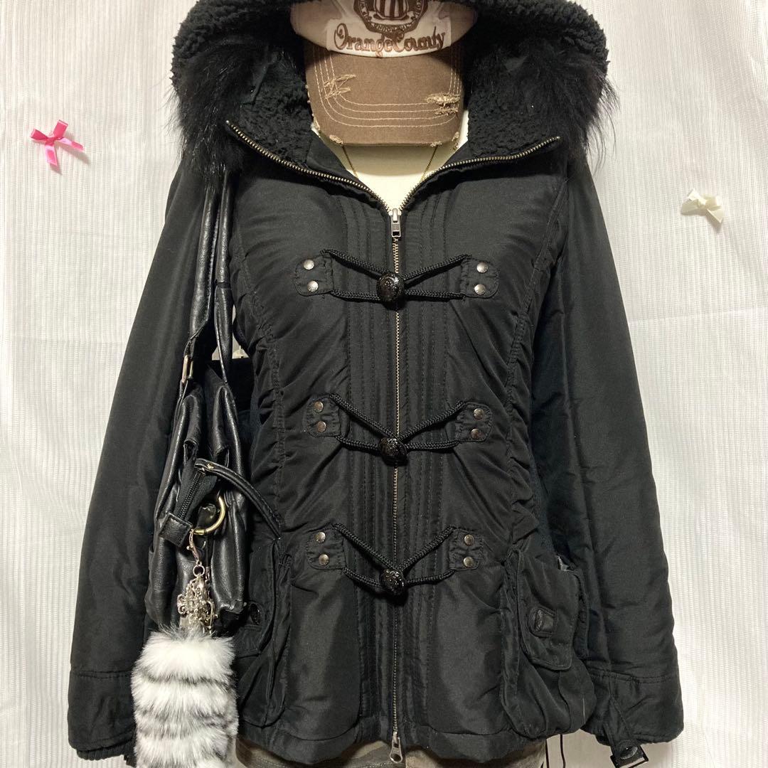 y2k 平成ギャル お兄系 グランジ パンク ファー付きミリタリージャケット