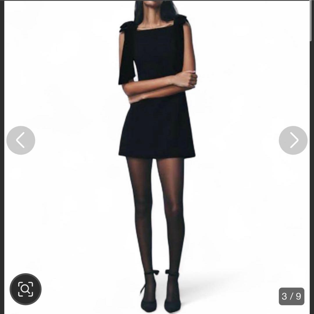 ZARA ブラックベルベットミニワンピース