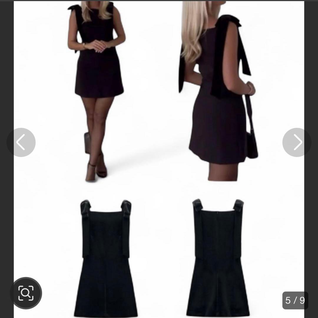 ZARA ブラックベルベットミニワンピース