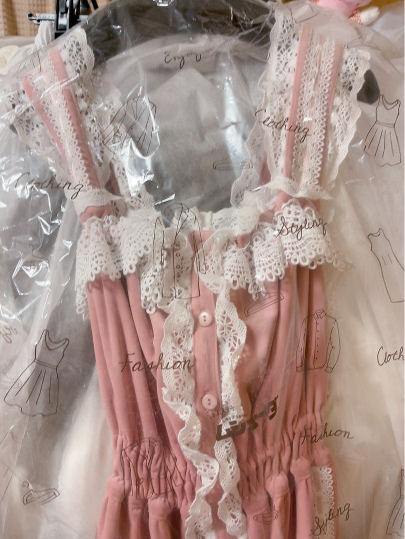 別珍シャーリングJSK　ピンク