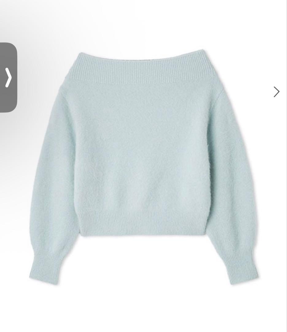 muu.snidelフォックスアルパカオフショルプルオーバー ライトブルー