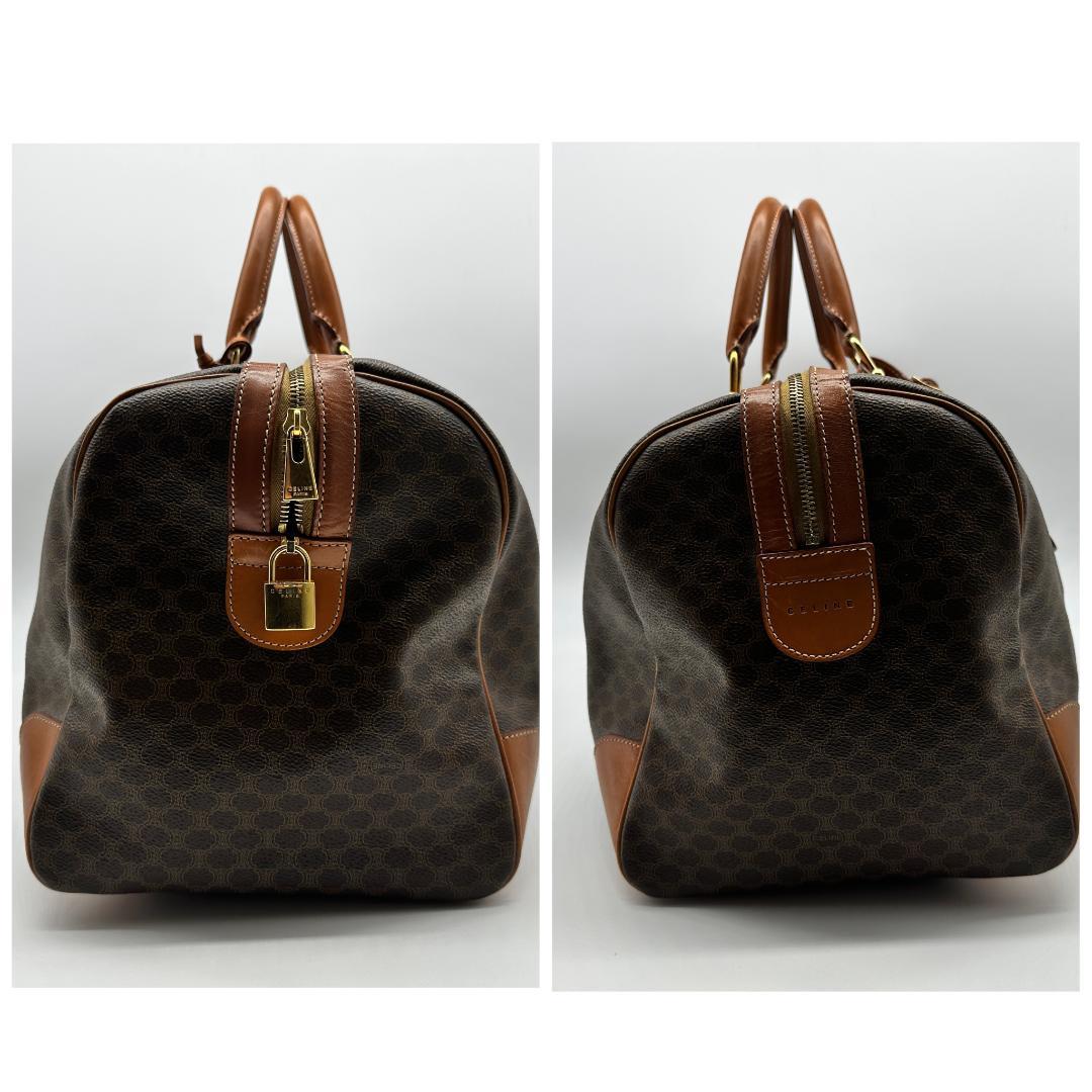 【美品】 CELINE ボストンバッグ マカダム柄 ゴールド金具 南京錠