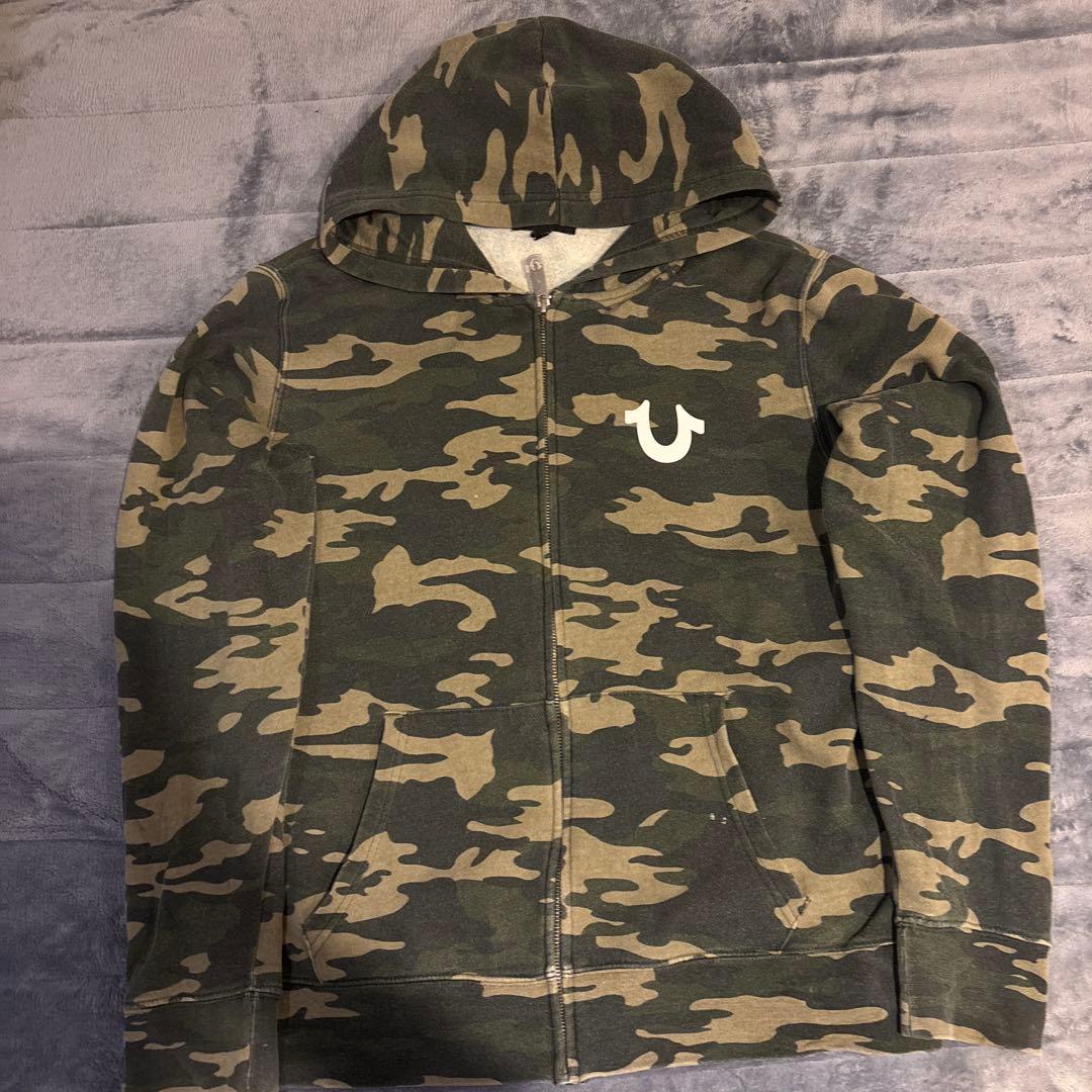 【希少カラー】TRUE RELIGION フーディ ジップパーカー 迷彩