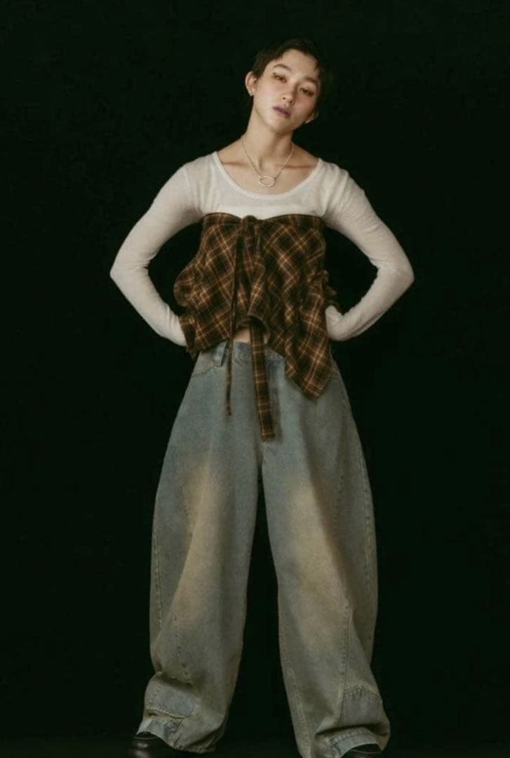 パンツ Knuth Marf shirt wrap denim pants/blue