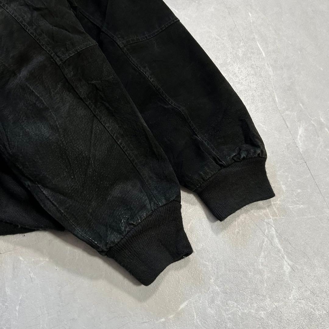 90s MA-1型 スエード レザージャケット 本革 短丈 ドリズラー 古着 黒