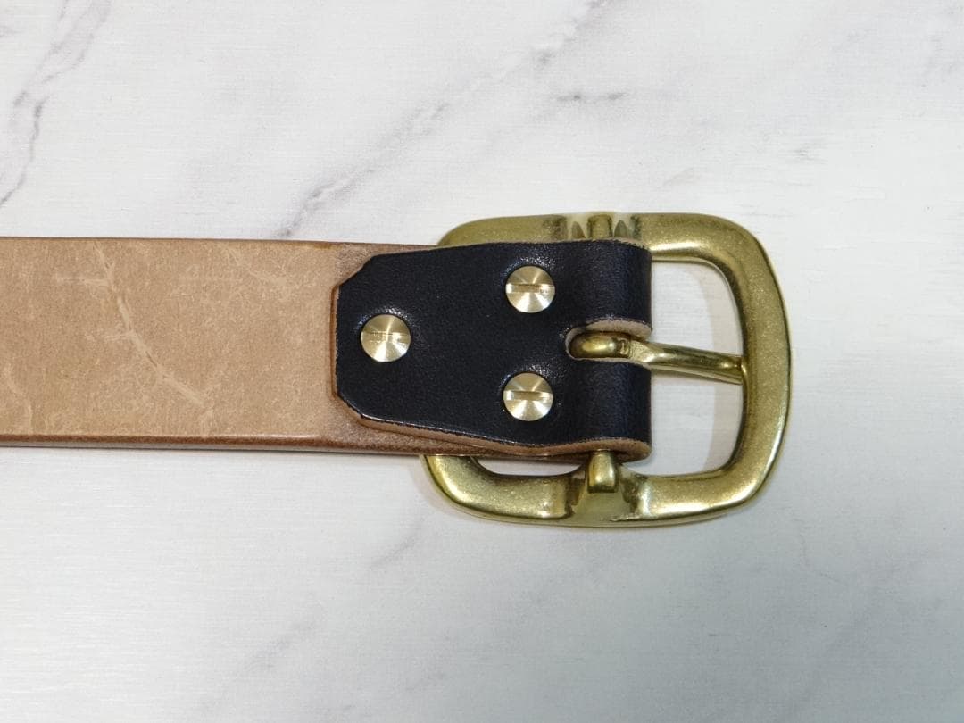 5ミリ厚多脂革ブラック茶芯ベルトG3バックル