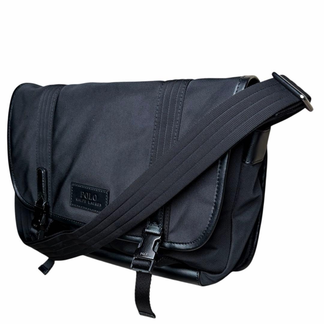 美品✨ポロ ラルフローレン メッセンジャーバッグ ショルダーバッグ　レザー　黒