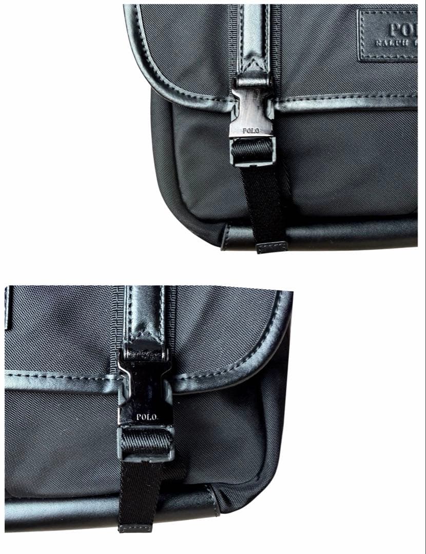 美品✨ポロ ラルフローレン メッセンジャーバッグ ショルダーバッグ　レザー　黒