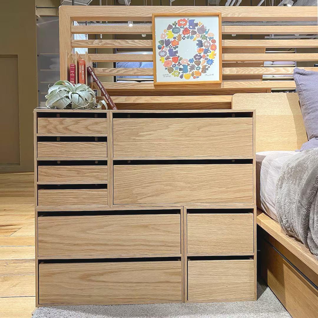 ☘️送料込⭐️美品⭐️２個セット⭐️廃盤希少⭐️無印良品⭐️木製収納ケース⭐️引出式4段 2段