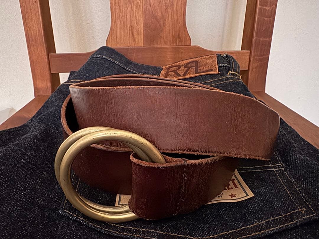 DOUBLE RLダブルアールエル ダブルリング レザーベルト 36 RRL