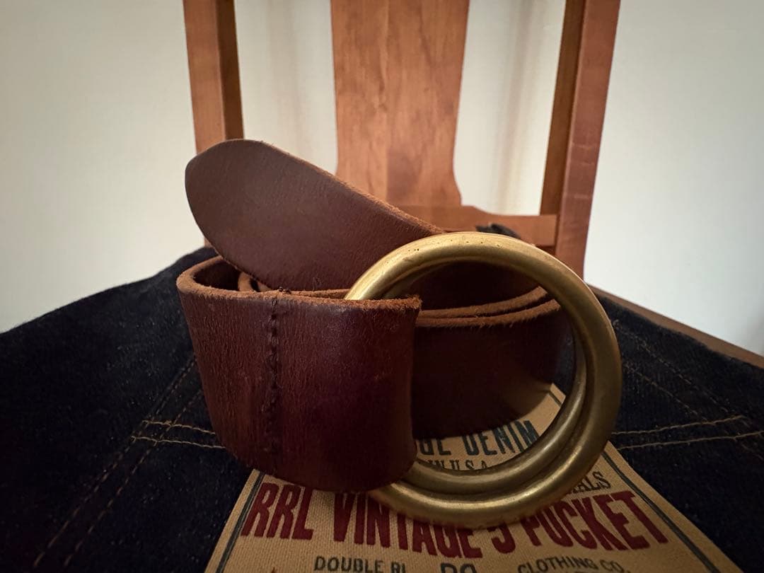 DOUBLE RLダブルアールエル ダブルリング レザーベルト 36 RRL