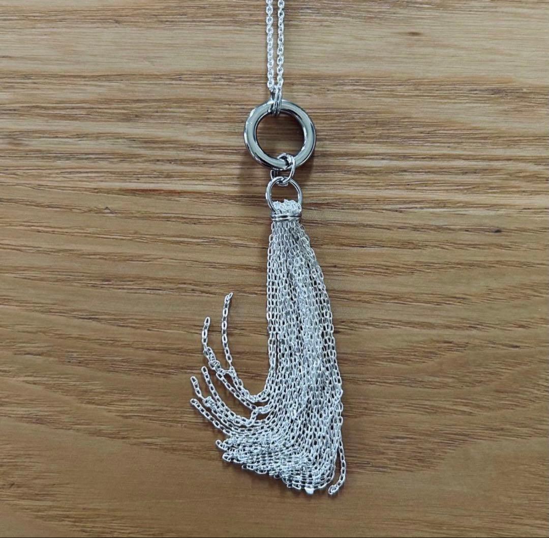 OX JEWELRY風　ハンドメイド　タッセルシルバーネックレス シルバー925