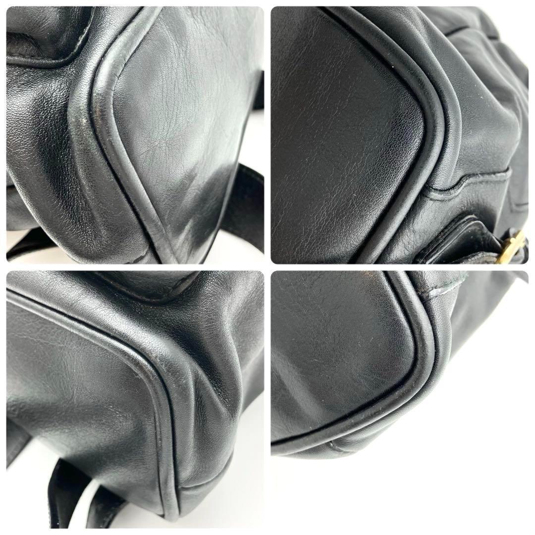 グッチ バンブー リュック バックパック レザー リュックサック 巾着 ブラック