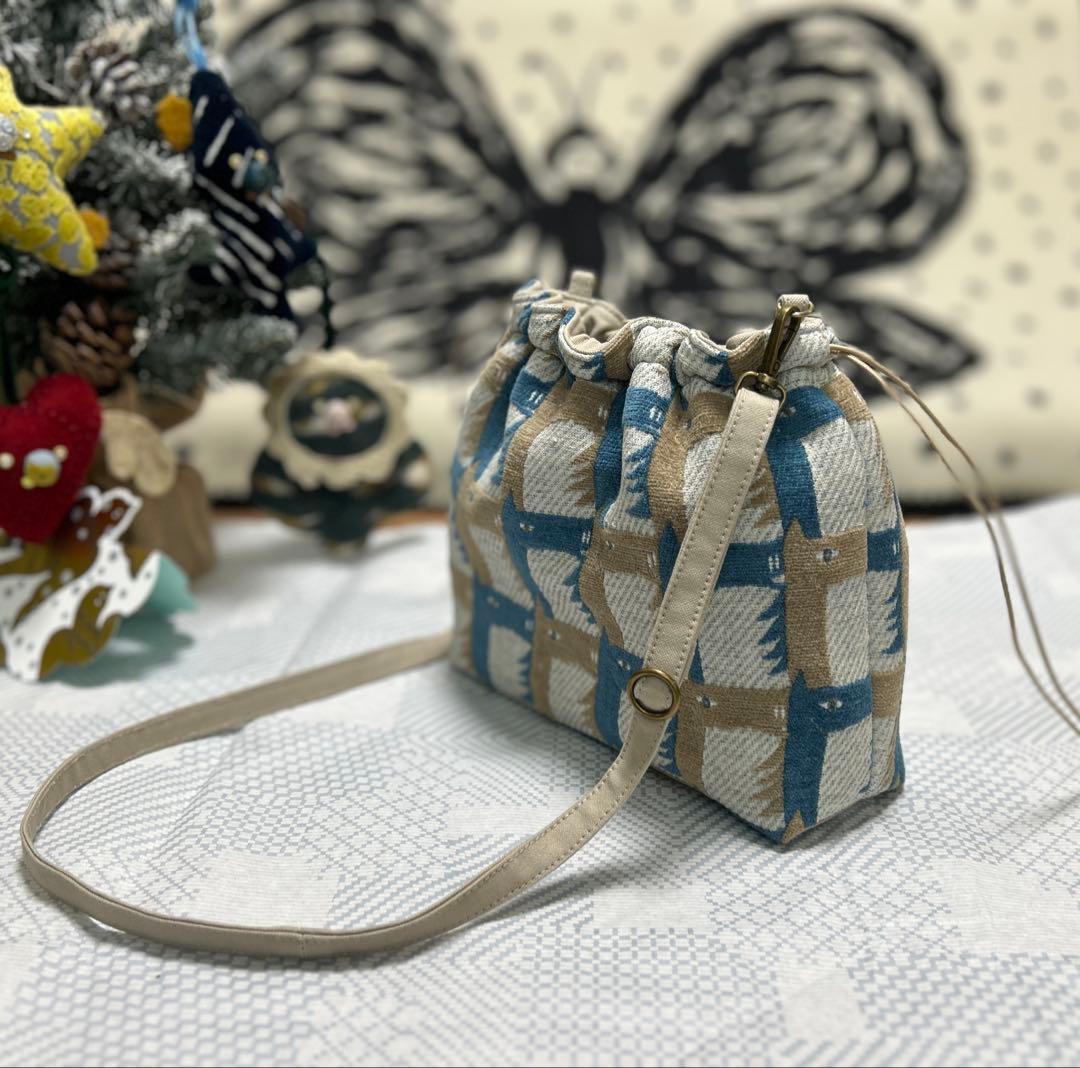 再販ハンドメイド＊ミナペルホネン＊thoroughbred＊きんちゃくポシェット