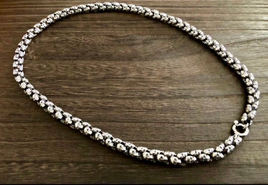 シルバー925 スカルネックレス　 120g