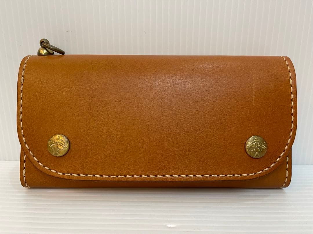 (美品) ラッキージョン オイルレザーウォレット OWTH1-CAMEL