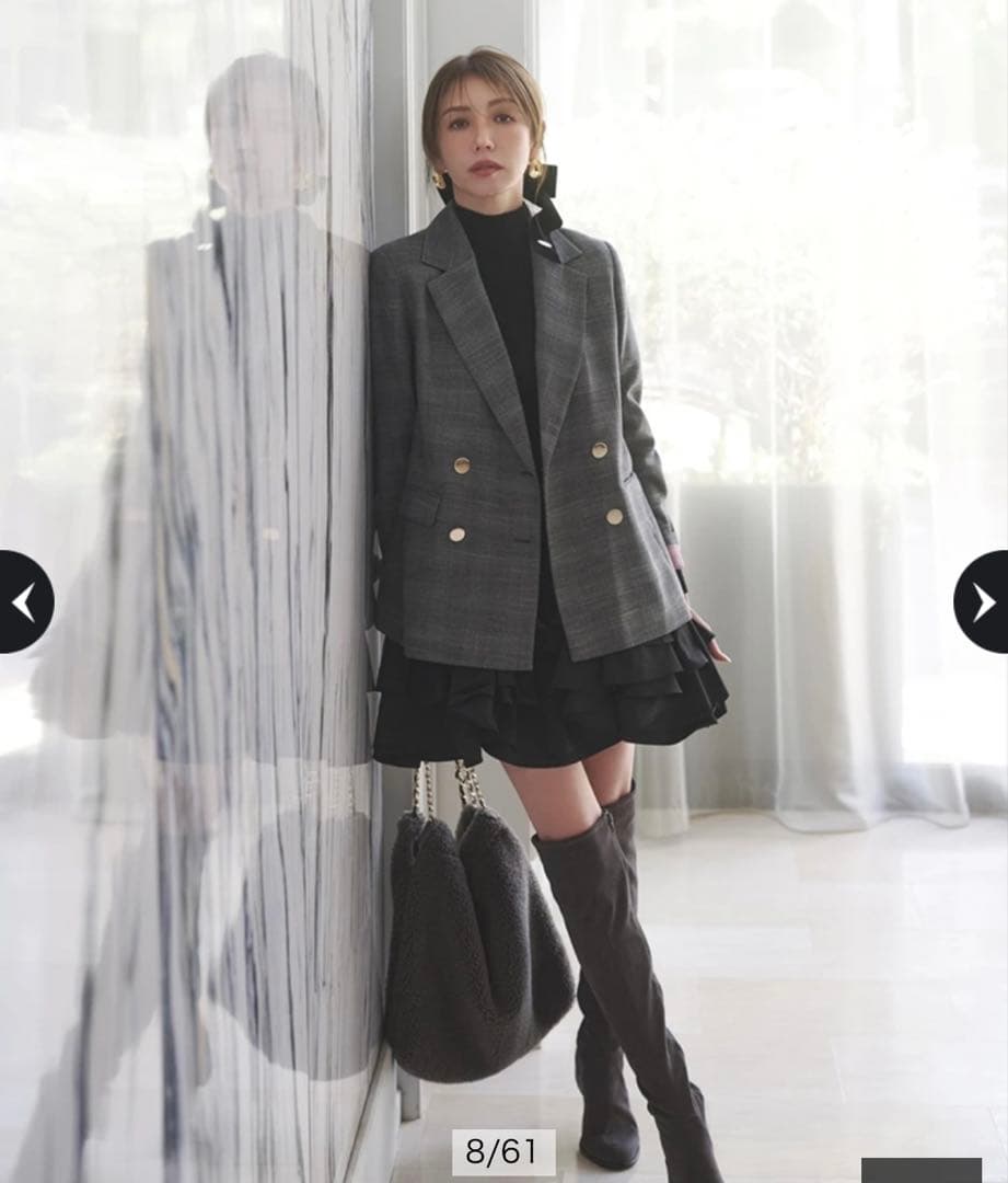 JUSGLITTY 〈美香さんコラボ〉カーデ×ペプラムワンピSET黒 ジャス