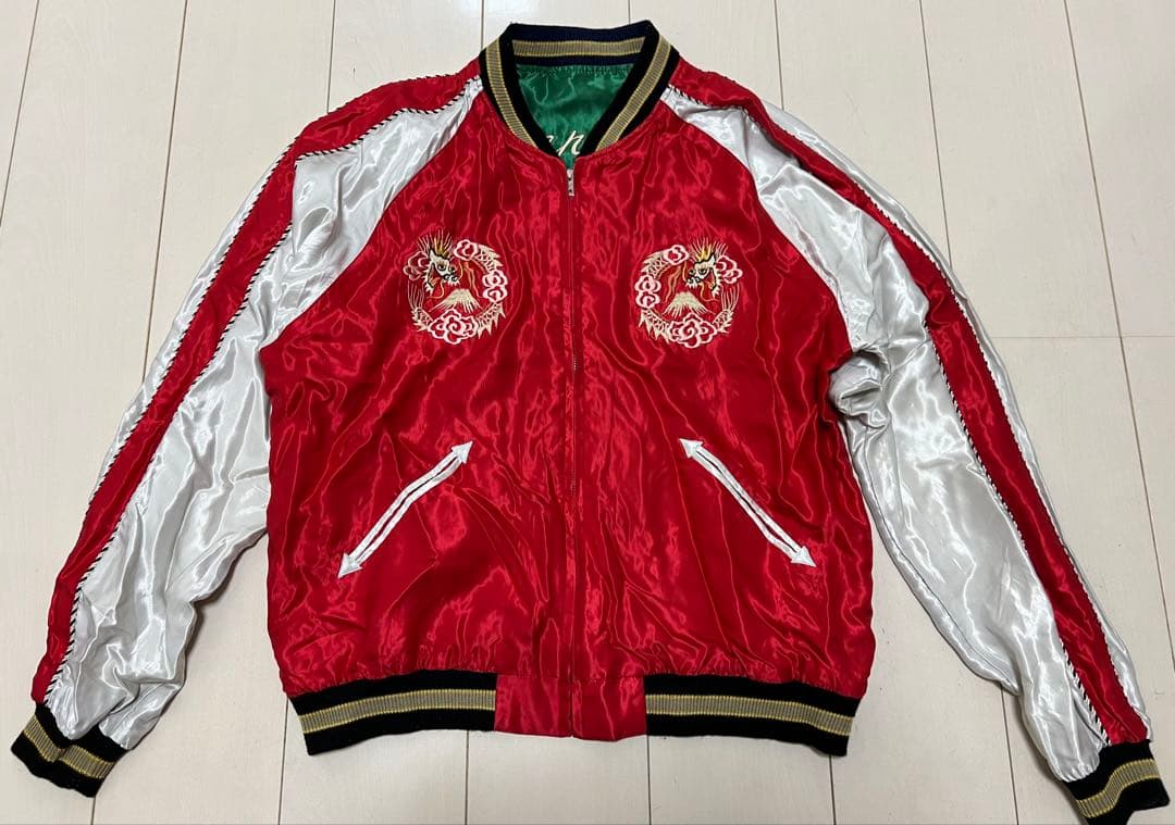 XXL テーラー東洋 リバーシブルスカジャン 龍×虎 緑×赤 TT14205