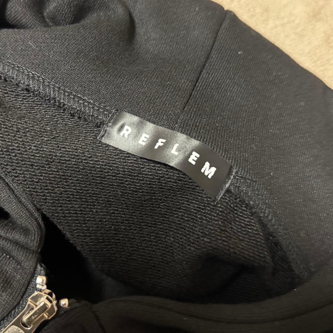 REFLEM レフレム 十字架 ラインストーン クロス パーカー 黒 シルバー