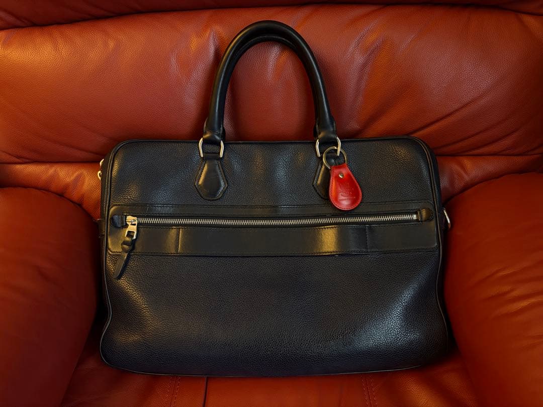 ダンヒル　レザー　ビジネスバッグ　ブリーフケース ネイビー Bostonシリーズ