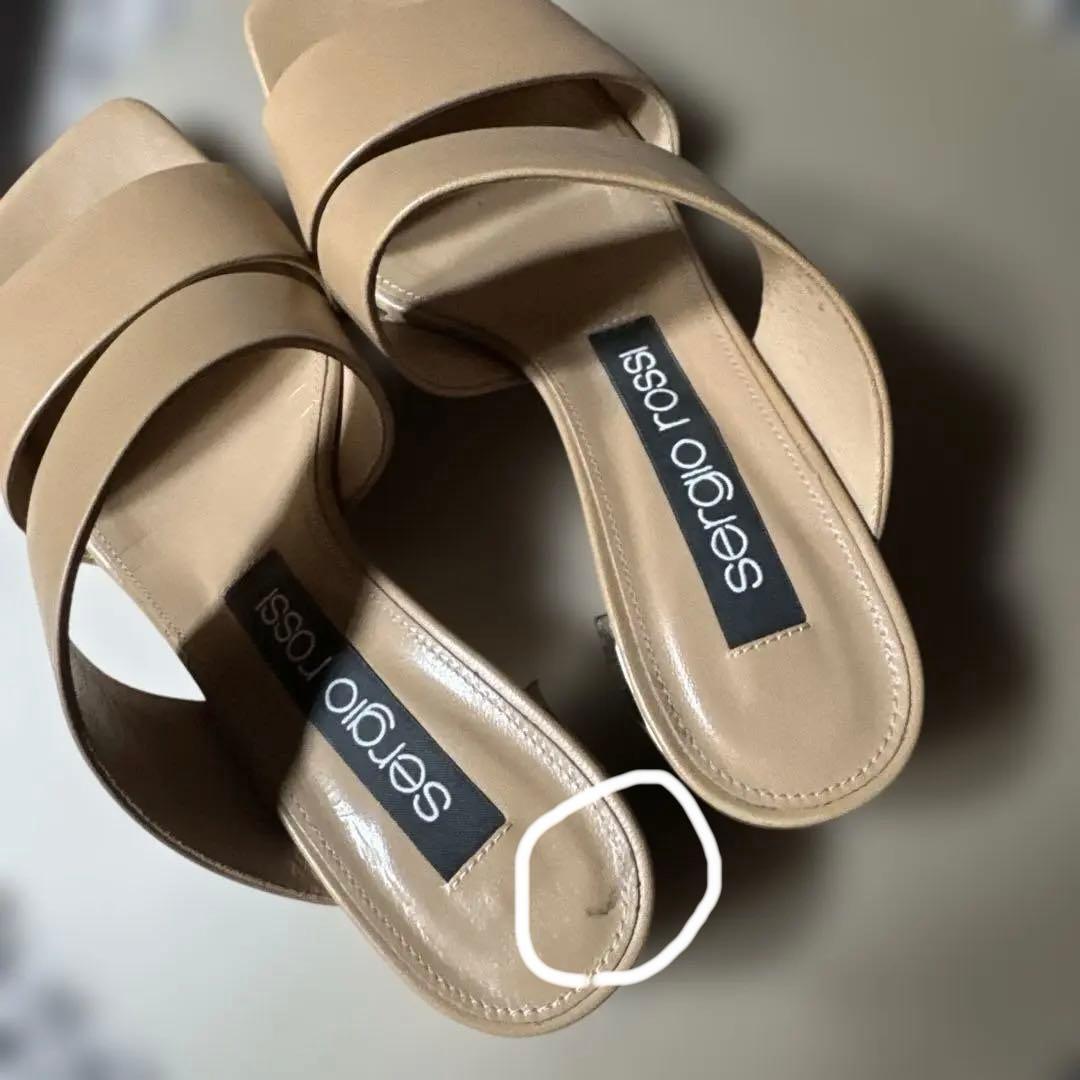 sergio rossi ベージュ クロスストラップ ミュール