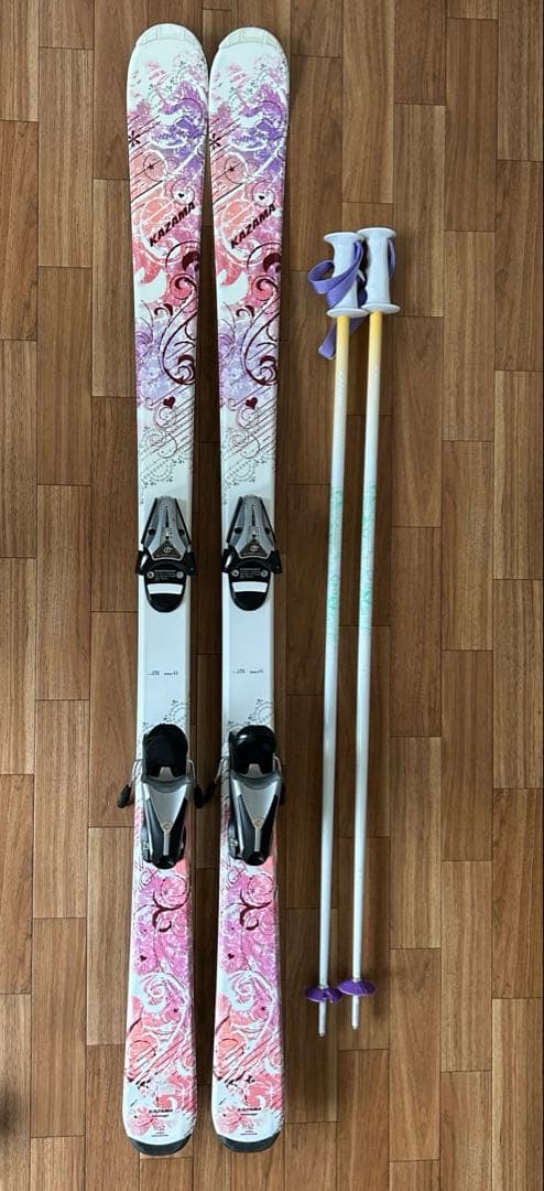 KAZAMA 152cm レディース　スキー板　ストック