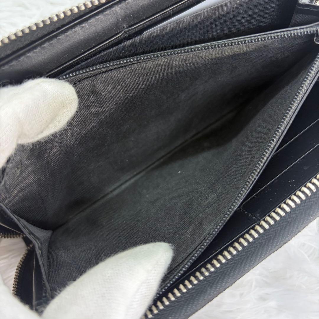 美品✨グッチ　長財布　ラウンドファスナー　蛇　GGスプリーム　PVC レザー　黒