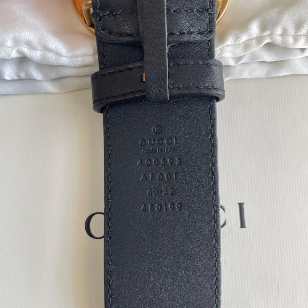 GUCCI グッチ GG ダブルGバックル ブラックレザー ベルト