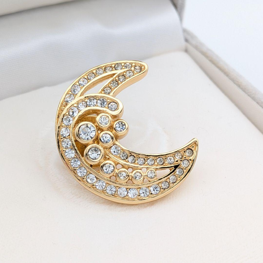 美品 Christian Dior ディオール ヴィンテージ ムーン ブローチ