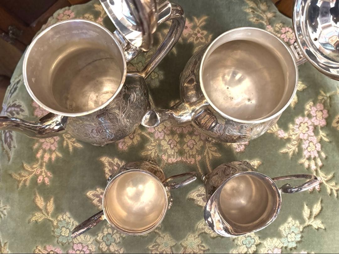 英国 ティーセット 4点 ティーポット シルバープレート アンティーク