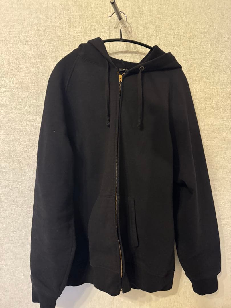 comoli コットン裏毛ジップパーカー　ブラック　サイズ3 24AW
