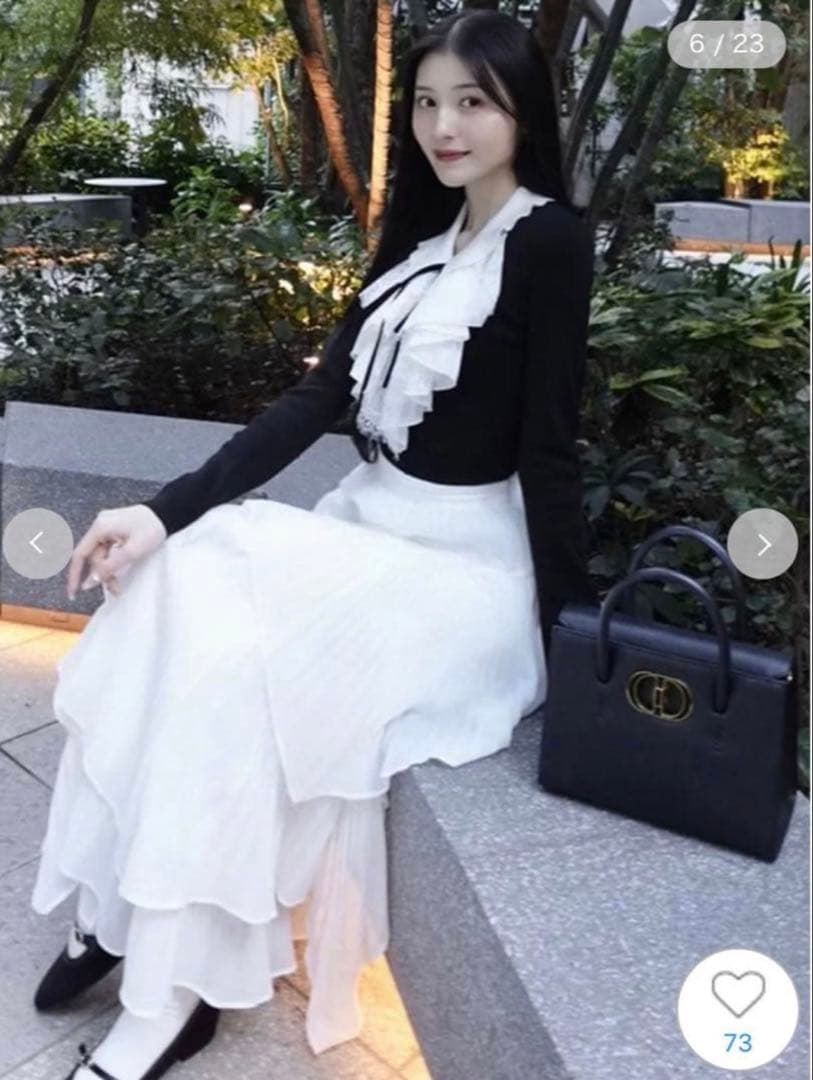 新品♥️SNIDEL Sustainableレイヤードラッフルニットプルオーバー