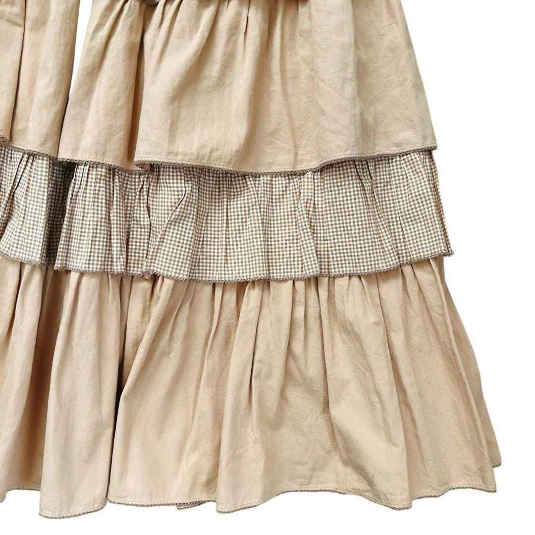 WONDERFUL WORLD　ティアードロングスカート　ベージュ　カネコイサオ
