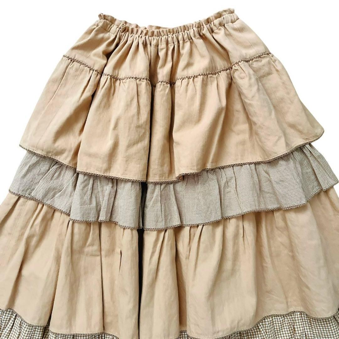 WONDERFUL WORLD　ティアードロングスカート　ベージュ　カネコイサオ