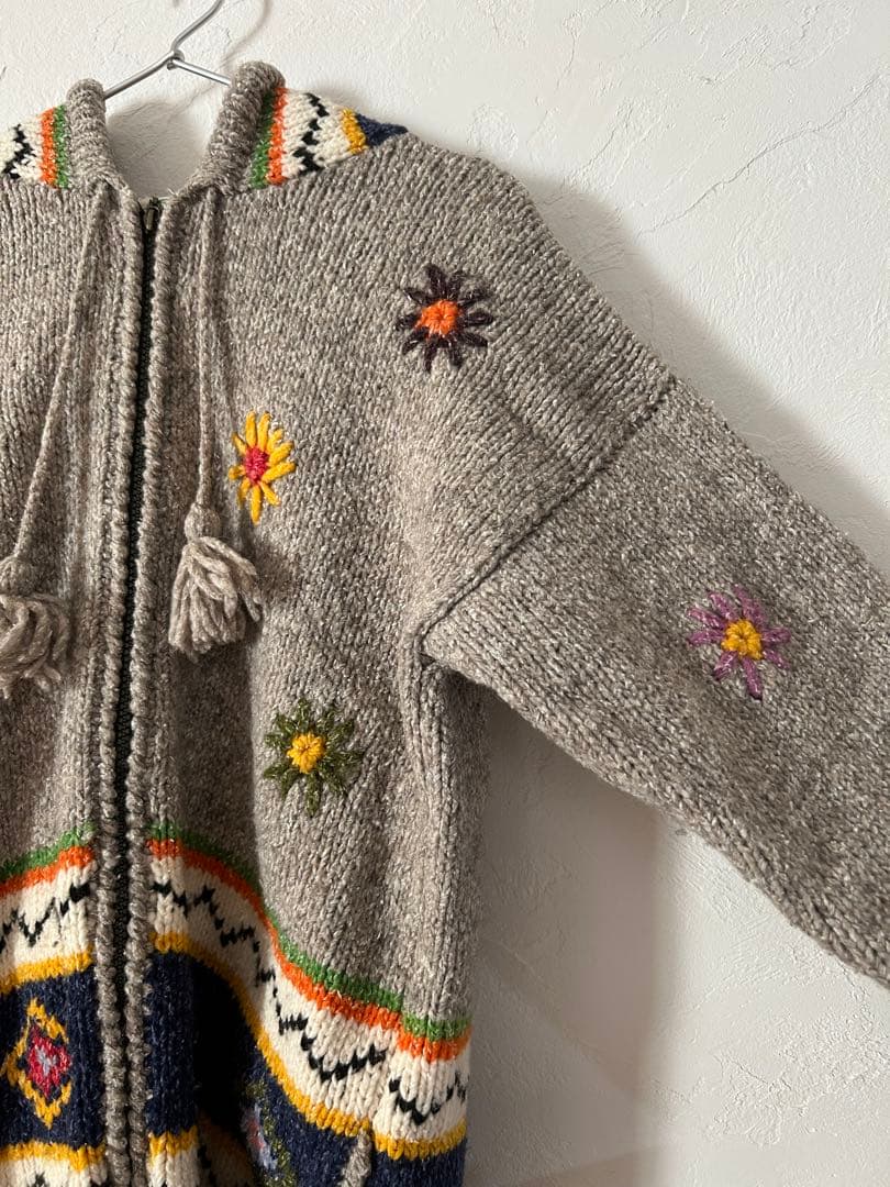 エグアドル　ニット　フードパーカー　itimi toro otoe