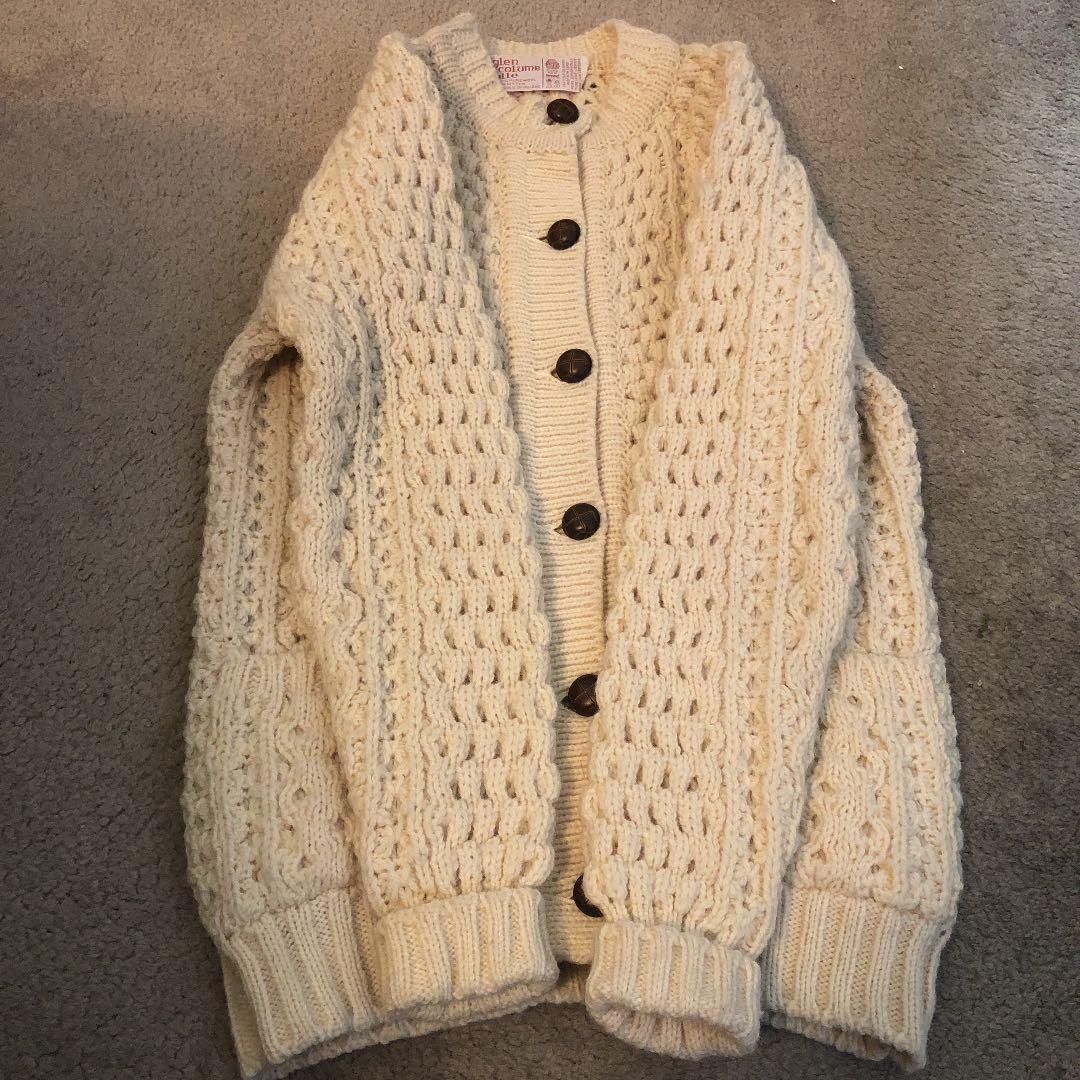 ヴィンテージ80年代アランニットカーディガンアイルランド製手編み